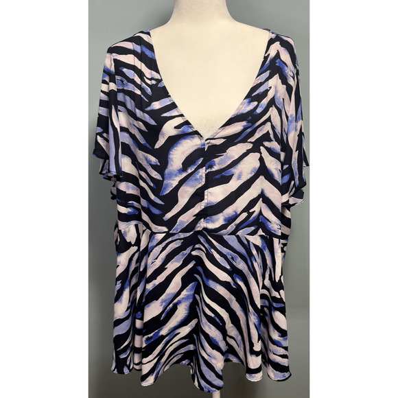 Torrid Womens 4X Babydoll Top Zebra Animal Print Maximalist Lightweight Casual - Picture 1 of 8